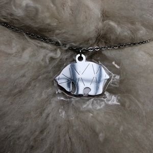Silver geometric bear necklace